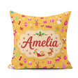 Custom Name Santa Reindeer Snowman Christmas Seamless Pattern Square Filled Cushion Throw Pillow Sofa Bed Home Decor Zip Washable UK Made