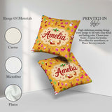 Custom Name Santa Reindeer Snowman Christmas Seamless Pattern Square Filled Cushion Throw Pillow Sofa Bed Home Decor Zip Washable UK Made