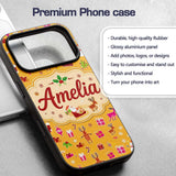 Cute Santa Reindeer Snowman Christmas Seamless Custom Name Protective Phone Case Mobile Cover Durable Everyday Smartphone Shock Resistant