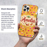 Cute Santa Reindeer Snowman Christmas Seamless Custom Name Protective Phone Case Mobile Cover Durable Everyday Smartphone Shock Resistant