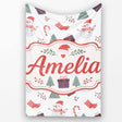 Cute Snowman Christmas Tree Candy Cane Seamless Pattern Lovely  Personalised Custom Name Super Soft Fleece Blanket Bed Sofa Throw