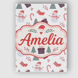 Personalised Name Cute Snowman Christmas Custom  Unique Gift Idea Elegant Feature Canvas Wall Art Print Decor Picture Ready to Hang
