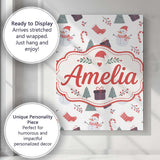 Personalised Name Cute Snowman Christmas Custom  Unique Gift Idea Elegant Feature Canvas Wall Art Print Decor Picture Ready to Hang