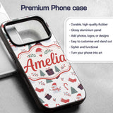 Cute Snowman Christmas Tree Candy Cane Seamless Custom Name Protective Phone Case Mobile Cover Durable Everyday Smartphone Shock Resistant