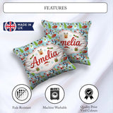 Custom Name Cute Santa Penguin Reindeer Sleigh Seamless Pattern Square Filled Cushion Throw Pillow Sofa Bed Home Decor Zip Washable UK Made