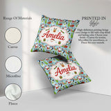 Custom Name Cute Santa Penguin Reindeer Sleigh Seamless Pattern Square Filled Cushion Throw Pillow Sofa Bed Home Decor Zip Washable UK Made