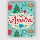 Personalised Name Christmas Candy Cane Custom  Modern Room Accent Elegant Feature Canvas Wall Art Print Decor Picture Ready to Hang