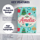 Personalised Name Christmas Candy Cane Custom  Modern Room Accent Elegant Feature Canvas Wall Art Print Decor Picture Ready to Hang