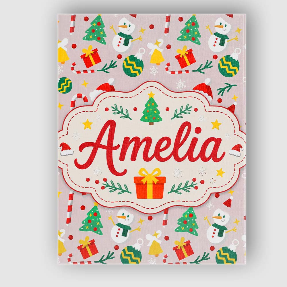 Personalised Name Cute Snowman Christmas Custom  Unique Gift Idea Elegant Feature Canvas Wall Art Print Decor Picture Ready to Hang