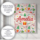 Personalised Name Cute Snowman Christmas Custom  Unique Gift Idea Elegant Feature Canvas Wall Art Print Decor Picture Ready to Hang