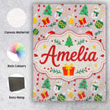 Personalised Name Cute Snowman Christmas Custom  Unique Gift Idea Elegant Feature Canvas Wall Art Print Decor Picture Ready to Hang