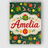 Personalised Name Christmas Gift Box Candy Custom  Bespoke Contemporary Statement Canvas Wall Art Print Decor Picture Ready to Hang