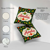Custom Name Christmas Box Candy Cane Ornament Seamless Pattern Square Filled Cushion Throw Pillow Sofa Bed Home Decor Zip Washable UK Made
