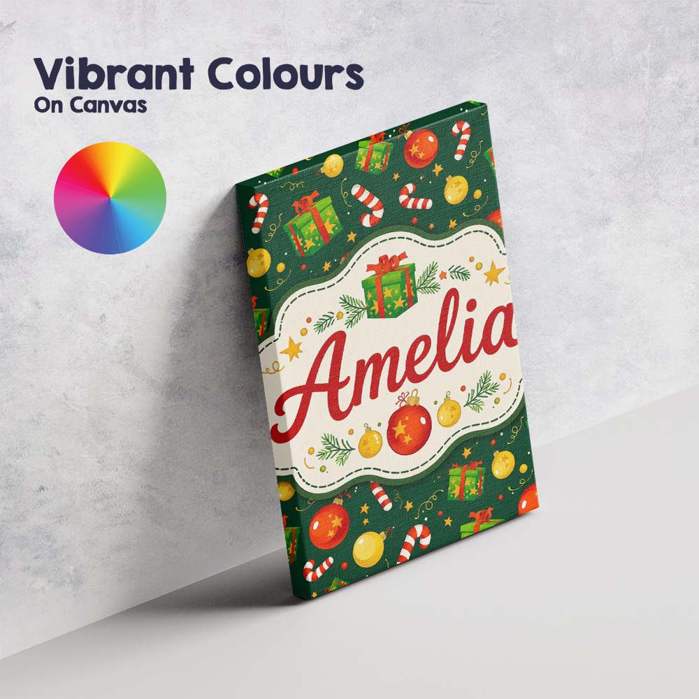 Personalised Name Christmas Gift Box Candy Custom  Bespoke Contemporary Statement Canvas Wall Art Print Decor Picture Ready to Hang