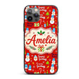 Merry Christmas Santa Snowman Candy Greeting Custom Name Protective Phone Case Mobile Cover Durable Everyday Smartphone Shock Resistant