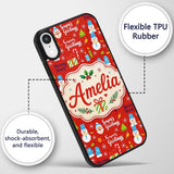 Merry Christmas Santa Snowman Candy Greeting Custom Name Protective Phone Case Mobile Cover Durable Everyday Smartphone Shock Resistant
