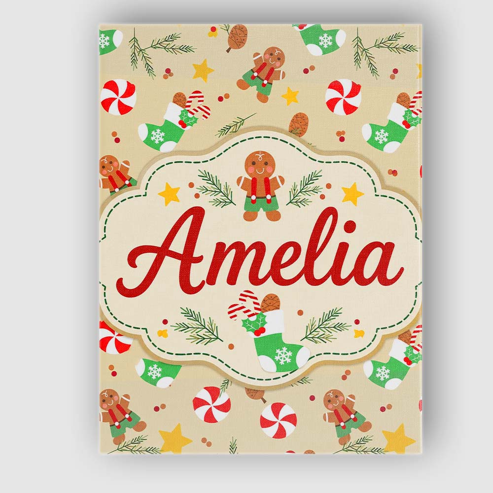 Personalised Name Cute Gingerbread Cookie Custom  Unique Gift Idea Elegant Feature Canvas Wall Art Print Decor Picture Ready to Hang