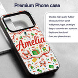 Watercolor Santa Reindeer Snowman Elf Seamless Custom Name Protective Phone Case Mobile Cover Durable Everyday Smartphone Shock Resistant