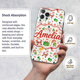 Watercolor Santa Reindeer Snowman Elf Seamless Custom Name Protective Phone Case Mobile Cover Durable Everyday Smartphone Shock Resistant