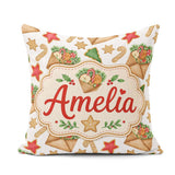 Custom Name Watercolor Christmas Cookies Candy Envelope Seamless Square Filled Cushion Throw Pillow Sofa Bed Home Decor Zip Washable UK Made