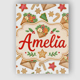 Personalised Name Watercolor Christmas Custom  Modern Room Accent Elegant Feature Canvas Wall Art Print Decor Picture Ready to Hang