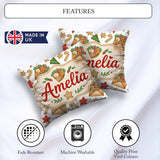 Custom Name Watercolor Christmas Cookies Candy Envelope Seamless Square Filled Cushion Throw Pillow Sofa Bed Home Decor Zip Washable UK Made