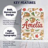 Personalised Name Watercolor Christmas Custom  Modern Room Accent Elegant Feature Canvas Wall Art Print Decor Picture Ready to Hang