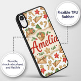 Watercolor Christmas Cookies Candy Cane Envelope Custom Name Protective Phone Case Mobile Cover Durable Everyday Smartphone Shock Resistant