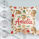 Custom Name Watercolor Christmas Cookies Candy Envelope Seamless Square Filled Cushion Throw Pillow Sofa Bed Home Decor Zip Washable UK Made