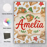 Personalised Name Watercolor Christmas Custom  Modern Room Accent Elegant Feature Canvas Wall Art Print Decor Picture Ready to Hang
