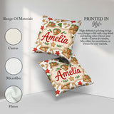 Custom Name Watercolor Christmas Cookies Candy Envelope Seamless Square Filled Cushion Throw Pillow Sofa Bed Home Decor Zip Washable UK Made