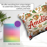 Custom Name Watercolor Christmas Cookies Candy Envelope Seamless Square Filled Cushion Throw Pillow Sofa Bed Home Decor Zip Washable UK Made