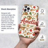 Watercolor Christmas Cookies Candy Cane Envelope Custom Name Protective Phone Case Mobile Cover Durable Everyday Smartphone Shock Resistant