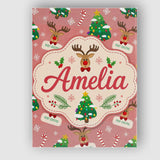 Personalised Name Cute Reindeer Christmas Custom  Unique Gift Idea Elegant Feature Canvas Wall Art Print Decor Picture Ready to Hang