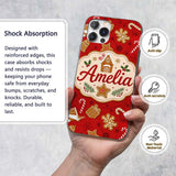Gingerbread House Cookie Candy Cane Seamless Custom Name Protective Phone Case Mobile Cover Durable Everyday Smartphone Shock Resistant