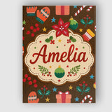 Personalised Name Christmas Ornament Holly Custom  Unique Gift Idea Elegant Feature Canvas Wall Art Print Decor Picture Ready to Hang