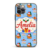 Cute Santa Reindeer Gingerbread Merry Christmas Custom Name Protective Phone Case Mobile Cover Durable Everyday Smartphone Shock Resistant