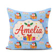 Custom Name Cute Santa Reindeer Merry Christmas Seamless Pattern Square Filled Cushion Throw Pillow Sofa Bed Home Decor Zip Washable UK Made