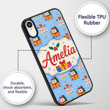 Cute Santa Reindeer Gingerbread Merry Christmas Custom Name Protective Phone Case Mobile Cover Durable Everyday Smartphone Shock Resistant