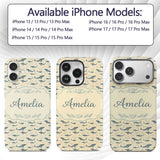 Nautical Whale Ship Seamless Pattern Vintage Custom Name Protective Phone Case Mobile Cover Durable Everyday Smartphone Shock Resistant