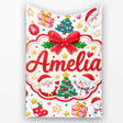 Cute Christmas Tree Snowman Gift Box Ornament Seamless Pattern  Personalised Custom Name Super Soft Fleece Blanket Bed Sofa Throw