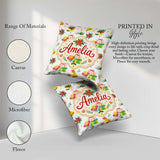 Custom Name Watercolor Christmas Candle Poinsettia Bell Seamless Square Filled Cushion Throw Pillow Sofa Bed Home Decor Zip Washable UK Made
