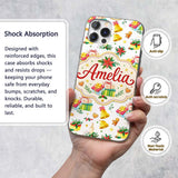 Watercolor Christmas Gift Candle Poinsettia Bell Custom Name Protective Phone Case Mobile Cover Durable Everyday Smartphone Shock Resistant