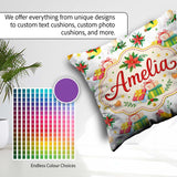 Custom Name Watercolor Christmas Candle Poinsettia Bell Seamless Square Filled Cushion Throw Pillow Sofa Bed Home Decor Zip Washable UK Made