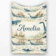 Watercolour Whale Seamless Pattern Soft Ocean Marine Animal Design  Personalised Custom Name Super Soft Fleece Blanket Bed Sofa Throw