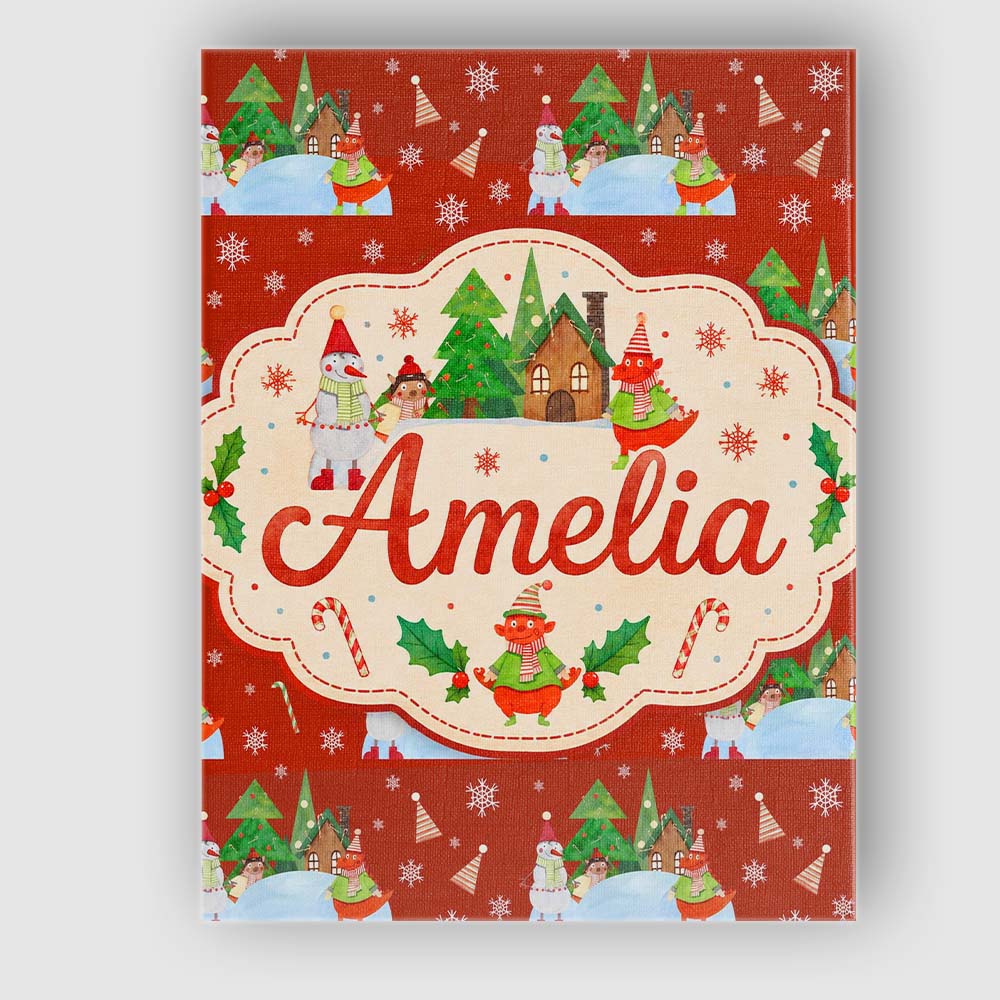 Personalised Name Cute Snowman Winter Custom Modern Room Accent Creative Decorator Style Canvas Wall Art Print Decor Picture Ready to Hang
