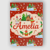 Personalised Name Cute Snowman Winter Custom Modern Room Accent Creative Decorator Style Canvas Wall Art Print Decor Picture Ready to Hang