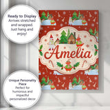 Personalised Name Cute Snowman Winter Custom Modern Room Accent Creative Decorator Style Canvas Wall Art Print Decor Picture Ready to Hang