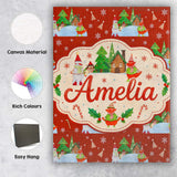 Personalised Name Cute Snowman Winter Custom Modern Room Accent Creative Decorator Style Canvas Wall Art Print Decor Picture Ready to Hang