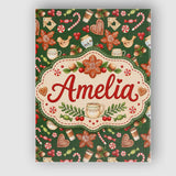 Personalised Name Watercolor Christmas Custom  Modern Room Accent Elegant Feature Canvas Wall Art Print Decor Picture Ready to Hang